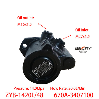 Penjualan panas 670A-3407100 Pump Vane Steering Untuk Mesin YC6108