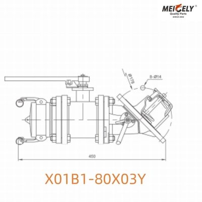 X01B1-80X03Y klep kaki dengan klep kupu-kupu untuk truk tangki