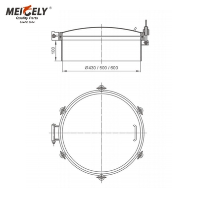 Penutup Manhole Baja Berkualitas Tinggi X05A1S-500P Untuk Truk Tangki Air