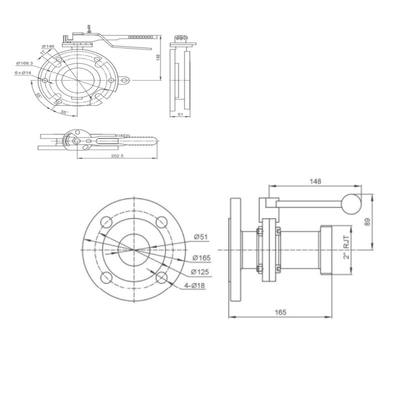 Sanitary Aseptic Sampling Valve Flange Widdop Butterfly Valve Untuk Tangki Air Truk